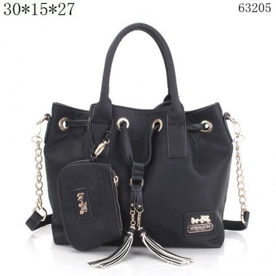 Coach Fashion Signature Medium Black Satchels BTS | Women - Click Image to Close